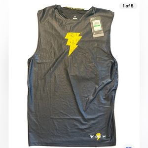 Under Armour Mens Project Rock Black Adam Sleeveless Compression Shirt Large NWT